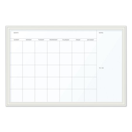 U Brands Magnetic Dry Erase Calendar w/Decor Frame, 30x20, White Surface/Frame 2075U00-01
